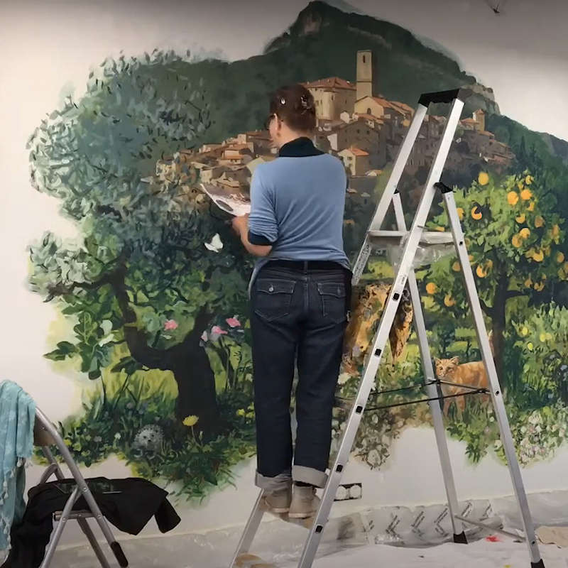 Marta doing a Mural Marta Murale